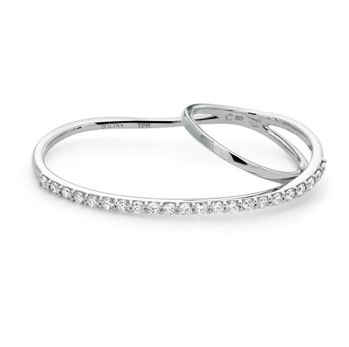 The Private Room Fine Jewelry Rings Double Finger Ring with Single line setting