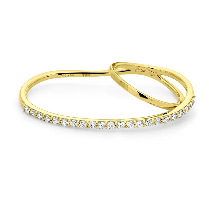 The Private Room Fine Jewelry Rings Double Finger Ring with Single line setting