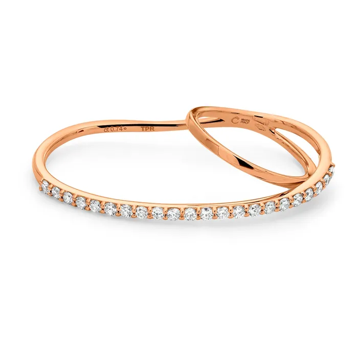 The Private Room Fine Jewelry Rings Double Finger Ring with Single line setting