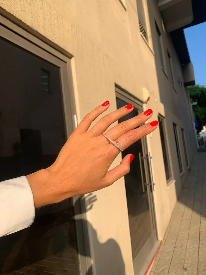 The Private Room Fine Jewelry Rings Double Finger Ring with Single line setting