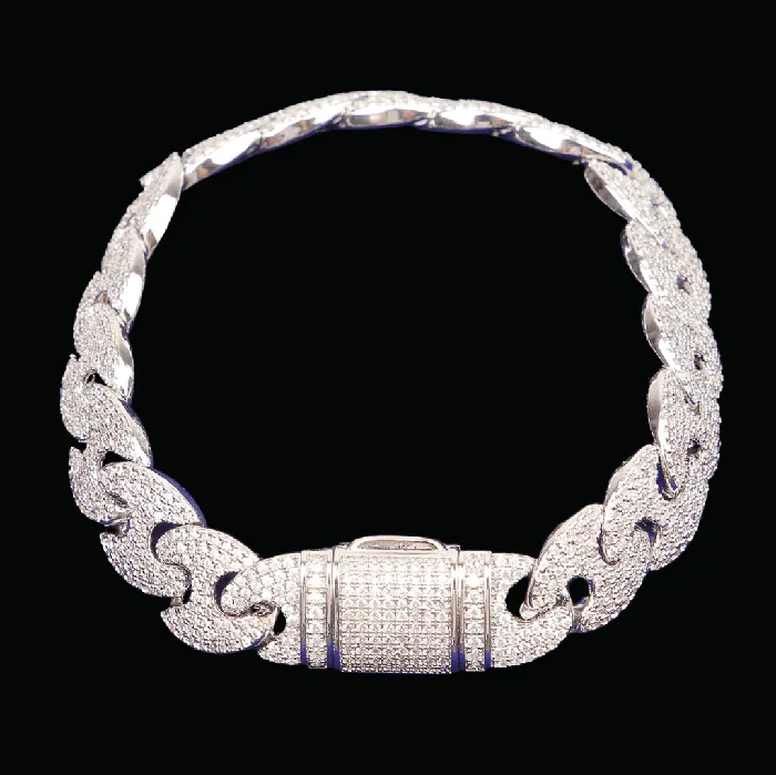12MM Solid Link Iced Out Diamond Bracelet Solid Link Bracelets