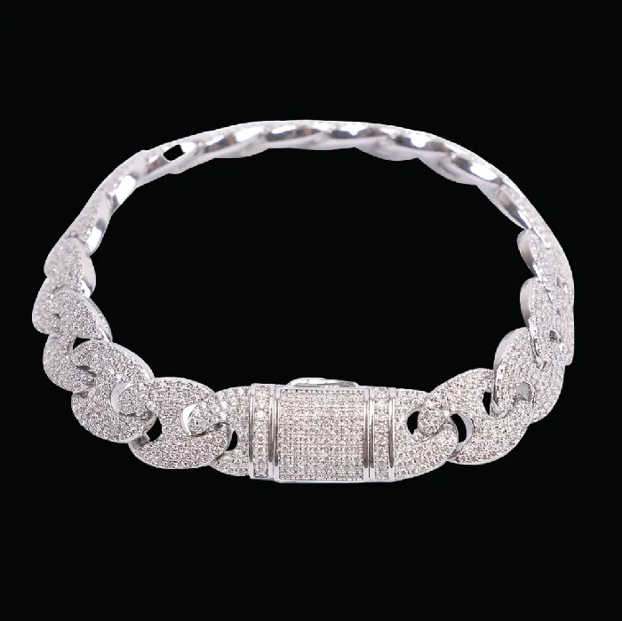 12MM Solid Link Iced Out Diamond Bracelet Solid Link Bracelets
