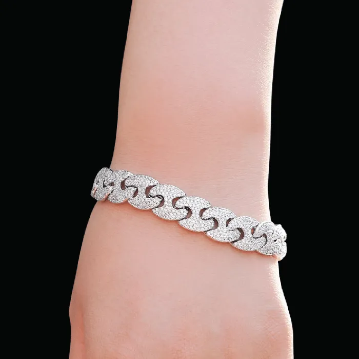 12MM Solid Link Iced Out Diamond Bracelet Solid Link Bracelets