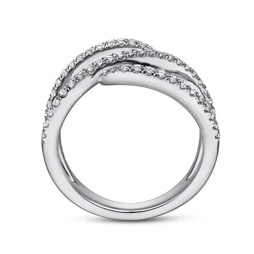 14K White Gold Abstract Diamond Bypass Wrap Ring GABRIEL CO Rings