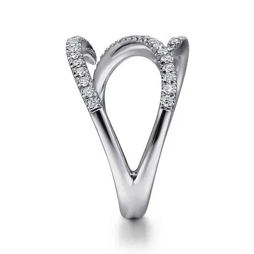 14K White Gold Abstract Diamond Bypass Wrap Ring GABRIEL CO Rings