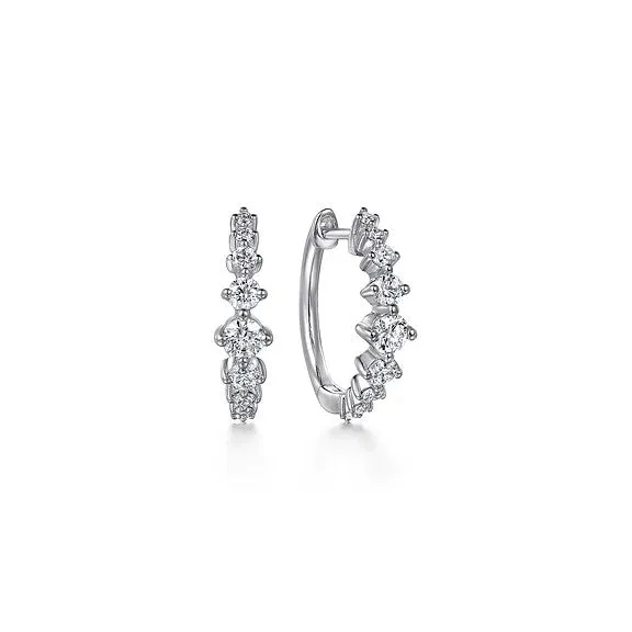 14K White Gold Graduating Diamond Huggie Earrings GABRIEL CO Earrings