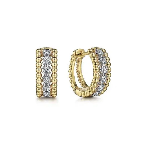 14K WhiteYellow Gold Bujukan Huggie Pave Diamond Earrings GABRIEL CO Earrings