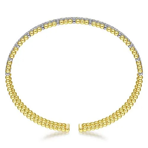 14K Yellow and White Gold Bujukan Diamond Cuff Bangle GABRIEL CO Bracelets