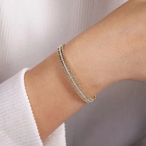 14K Yellow and White Gold Bujukan Diamond Cuff Bangle GABRIEL CO Bracelets