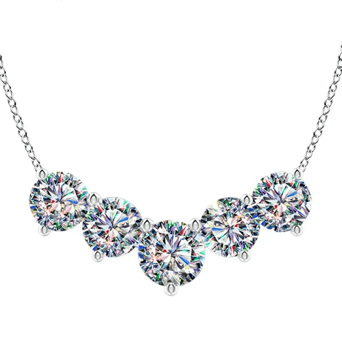 14KWG 075CTW FOF RD DIA 5STONE NECKLACE FACETS OF FIRE Necklaces