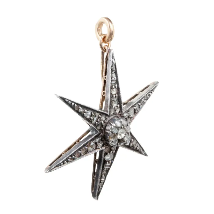 19TH CENTURY DIAMOND STARBURST PENDANT Bell Bird Antiques Necklaces