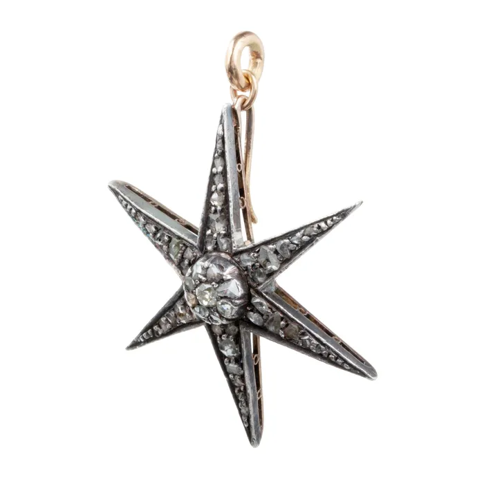 19TH CENTURY DIAMOND STARBURST PENDANT Bell Bird Antiques Necklaces