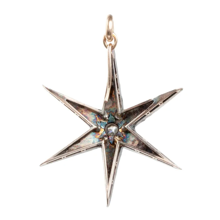 19TH CENTURY DIAMOND STARBURST PENDANT Bell Bird Antiques Necklaces