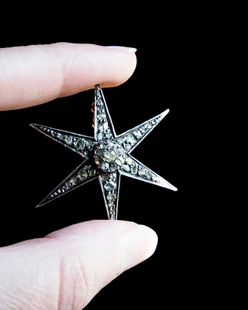 19TH CENTURY DIAMOND STARBURST PENDANT Bell Bird Antiques Necklaces