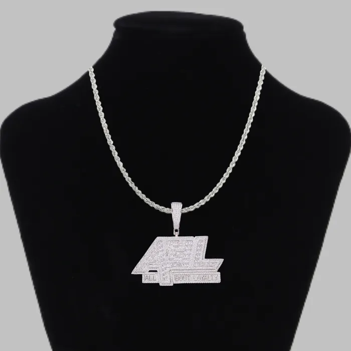 All About Loyalty All About Loyalty Iced Out Letter Diamond Pendant Necklace Necklaces