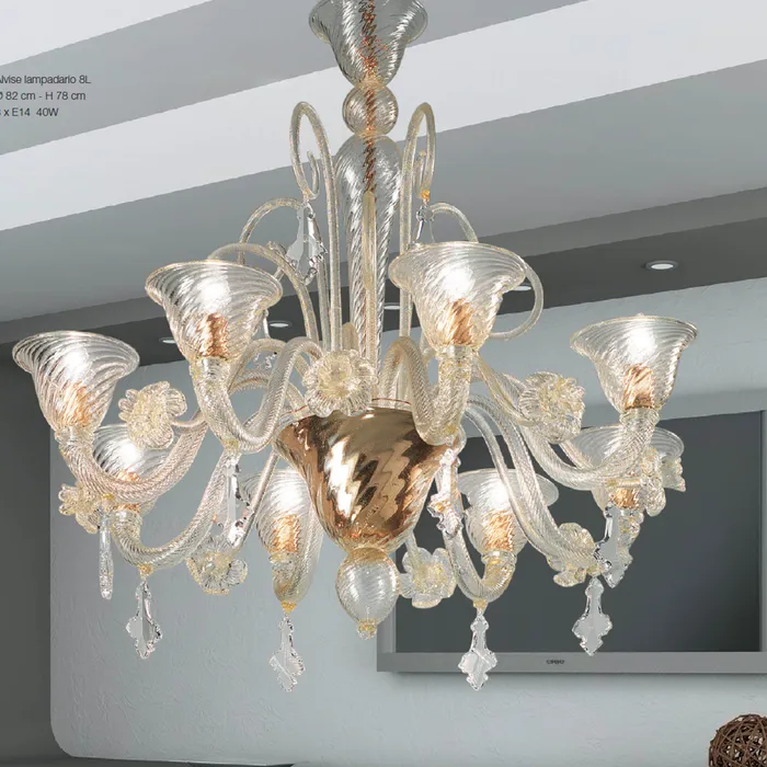 Alvise Chandelier Murano Glass 3 up to 12 lights Voltolina Earrings