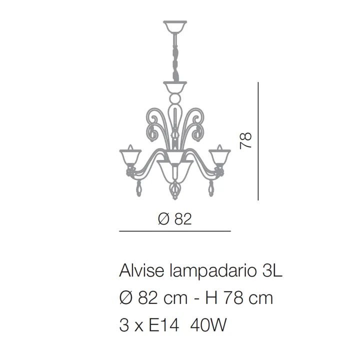 Alvise Chandelier Murano Glass 3 up to 12 lights Voltolina Earrings