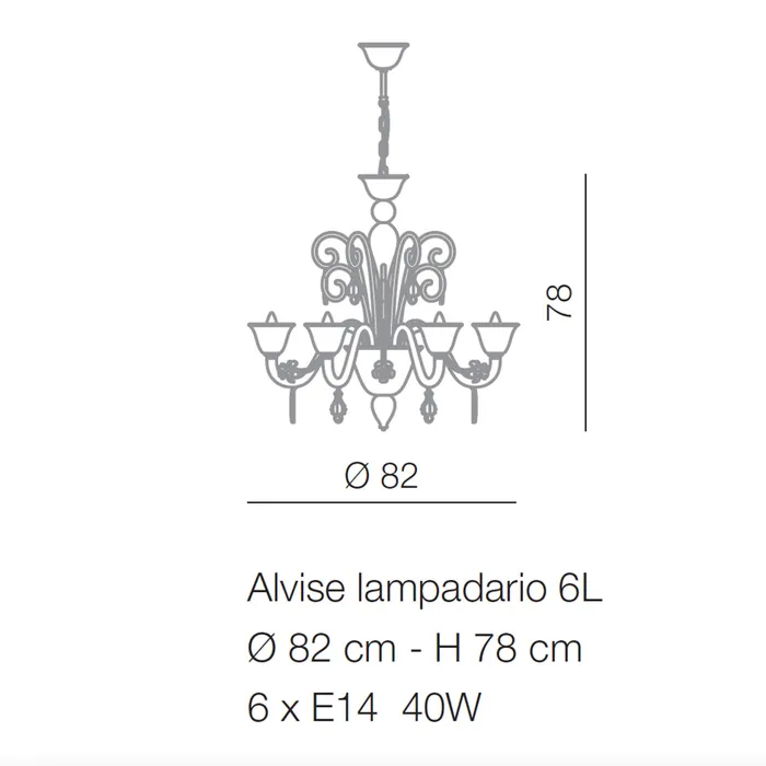 Alvise Chandelier Murano Glass 3 up to 12 lights Voltolina Earrings