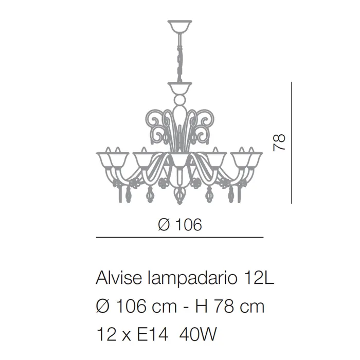 Alvise Chandelier Murano Glass 3 up to 12 lights Voltolina Earrings