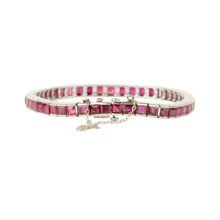 Art Deco Ruby Line Bracelet Bell Bird Antiques Bracelets