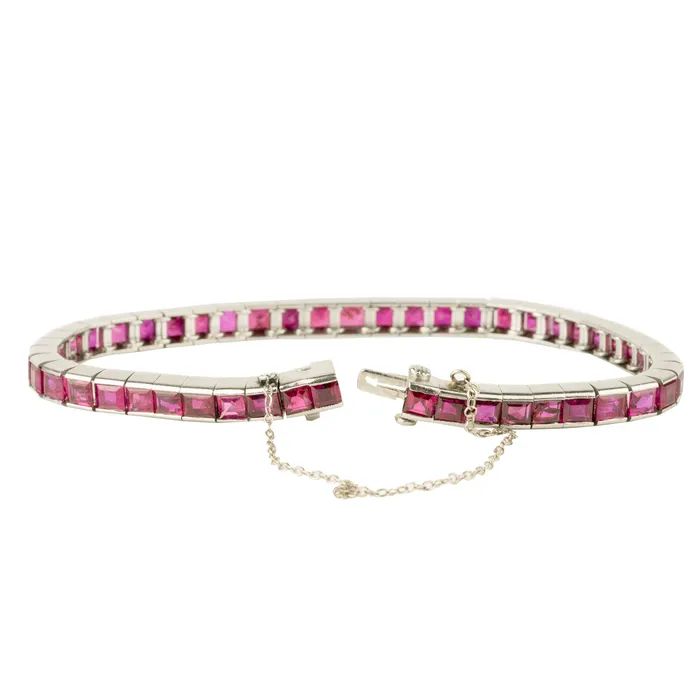 Art Deco Ruby Line Bracelet Bell Bird Antiques Bracelets