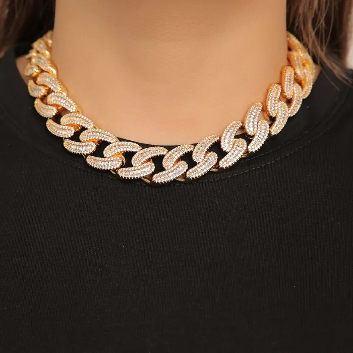 BAGUETTE 18MM Baguette and Tennis Iced Out Diamond Necklace Bracelet Set Bracelets