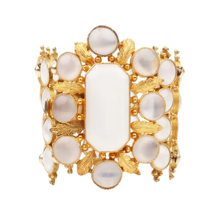 Bell Bird Antiques Bracelets Georgian Era Gilded Metal Chalcedony Bracelet