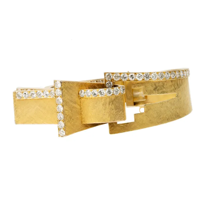 Bell Bird Antiques Bracelets MidCentury Gold and Diamond Trabert Hoeffer Mauboussin Bracelet Bell Bird Antiques Bracelets MidCentury Gold and Diamond Trabert Hoeffer Mauboussin Bracelet
