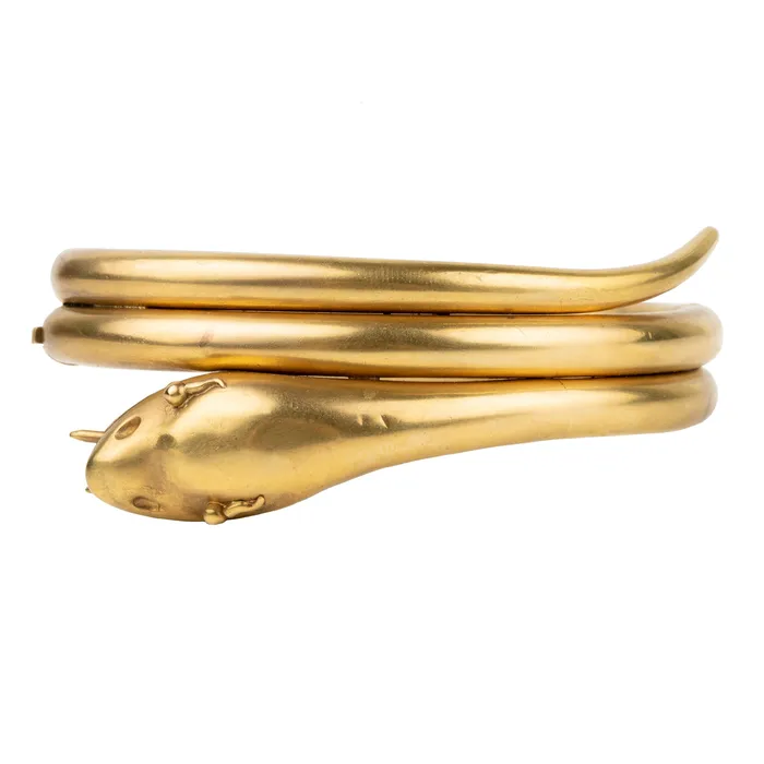 Bell Bird Antiques Bracelets Victorian Era Gilded Snake Bangle