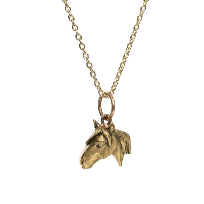 Bell Bird Antiques Necklaces Vintage Gold and diamond Horse Pendant Necklace Bell Bird Antiques Necklaces Vintage Gold and diamond Horse Pendant Necklace