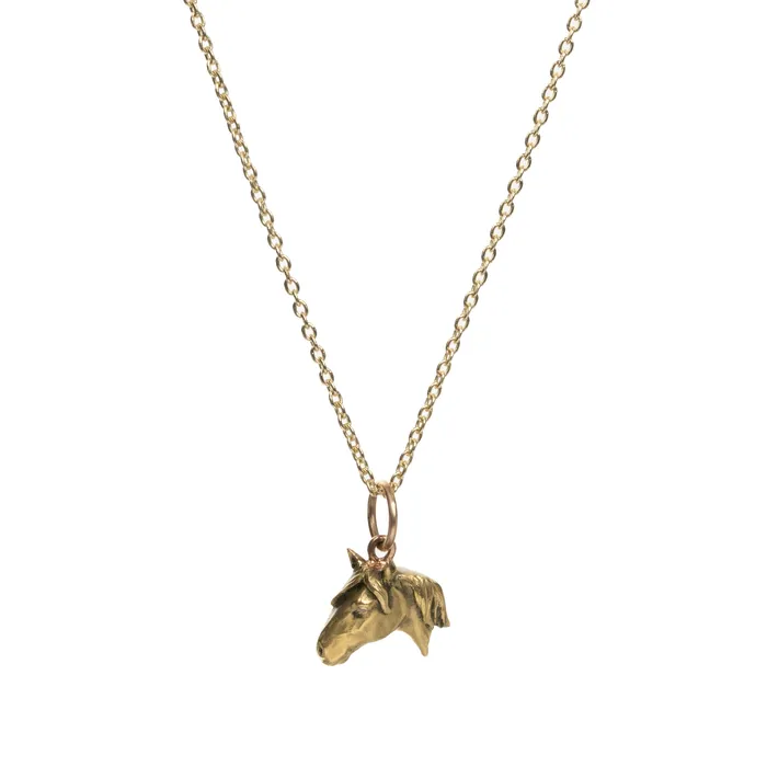 Bell Bird Antiques Necklaces Vintage Gold and diamond Horse Pendant Necklace