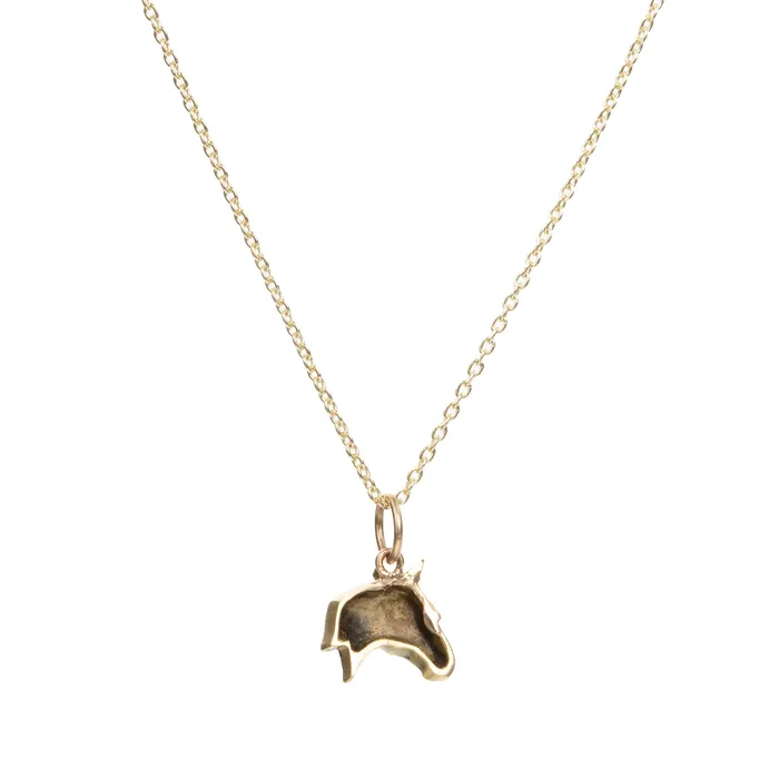 Bell Bird Antiques Necklaces Vintage Gold and diamond Horse Pendant Necklace