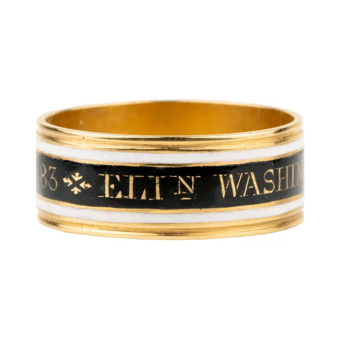 Bell Bird Antiques Rings Georgian era mourning enamel band