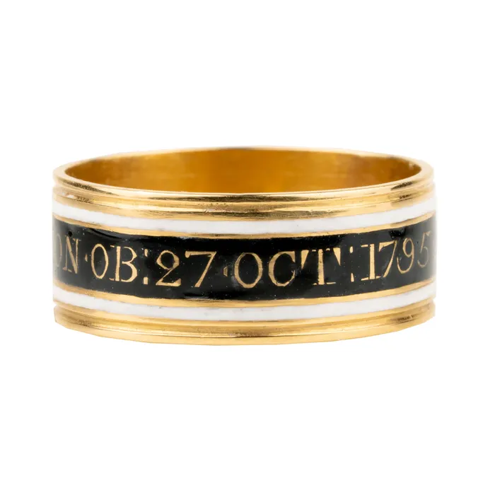 Bell Bird Antiques Rings Georgian era mourning enamel band