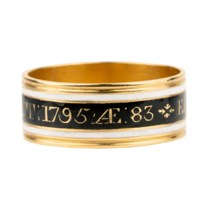 Bell Bird Antiques Rings Georgian era mourning enamel band