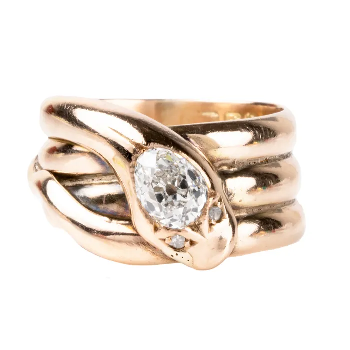 Bell Bird Antiques Rings Victorian Era Diamond Snake Ring