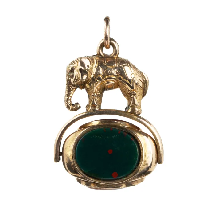 Bell Bird Antiques Rings Victorian Era Multi Stone Elephant Fob