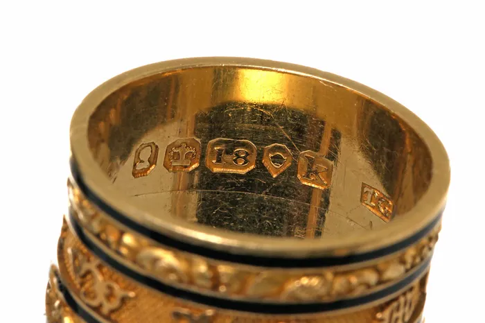 Bell Bird Antiques Rings Wide Georgian Gold Mourning Ring Circa 1826