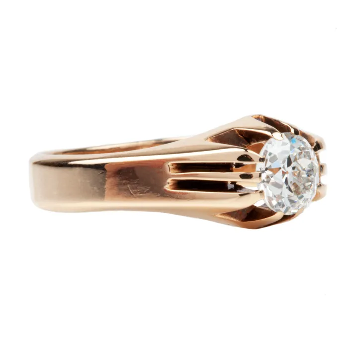 Bell Bird Antiques Turn of the Century Old European Cut Diamond Solitaire Ring Rings