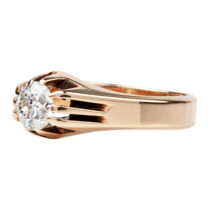Bell Bird Antiques Turn of the Century Old European Cut Diamond Solitaire Ring Rings