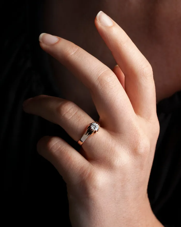 Bell Bird Antiques Turn of the Century Old European Cut Diamond Solitaire Ring Rings