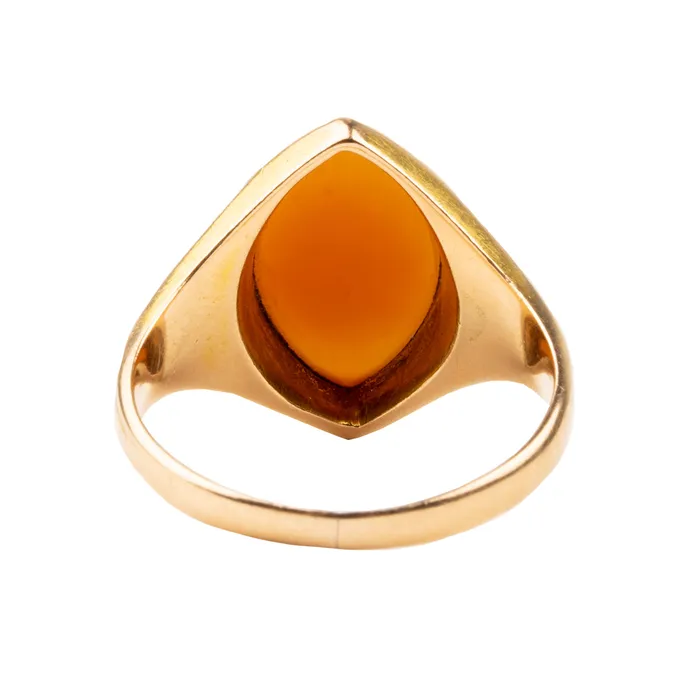 Bell Bird Antiques Victorian era Navette Shaped Agate Signet Ring Rings