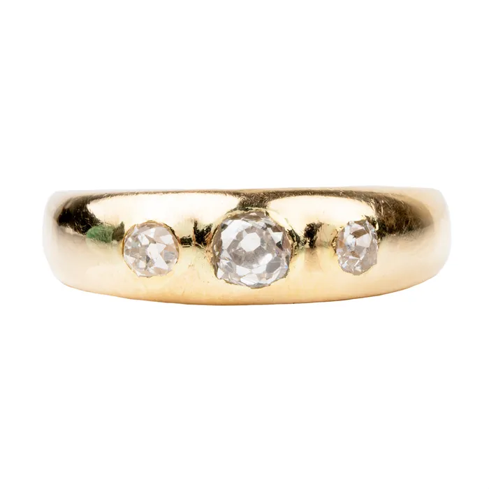 Bell Bird Antiques Victorian era Three Stone Old mine Cut Diamond Ring Rings Bell Bird Antiques Victorian era Three Stone Old mine Cut Diamond Ring Rings