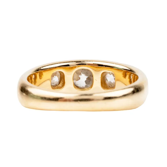 Bell Bird Antiques Victorian era Three Stone Old mine Cut Diamond Ring Rings