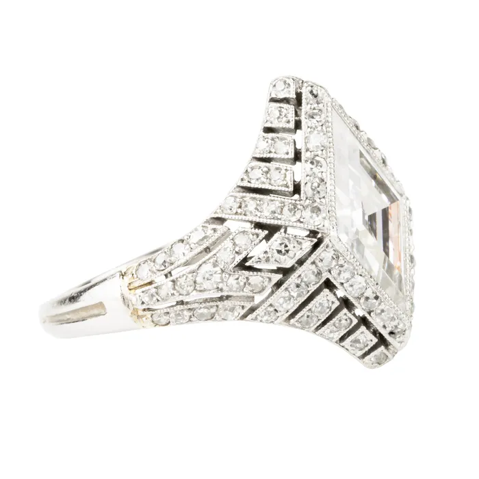 Belle poque Lozenge Shaped Diamond Ring Bell Bird Antiques Rings