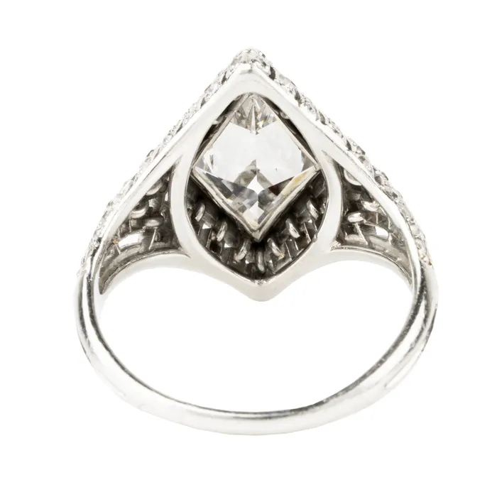 Belle poque Lozenge Shaped Diamond Ring Bell Bird Antiques Rings