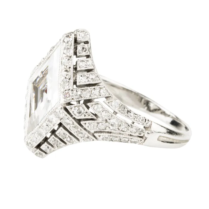 Belle poque Lozenge Shaped Diamond Ring Bell Bird Antiques Rings