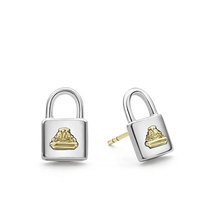 Beloved TwoTone Lock Crest Stud Earrings LAGOS Earrings