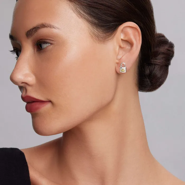 Beloved TwoTone Lock Crest Stud Earrings LAGOS Earrings