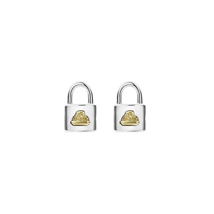 Beloved TwoTone Lock Crest Stud Earrings LAGOS Earrings